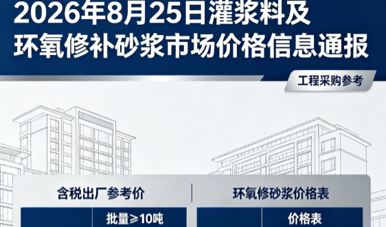 盱眙2026年8月25日灌浆料及环氧修补砂浆市场价格信息通报